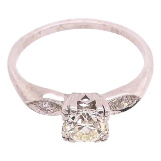 Platinum Engagement Ring .80 Total Diamond Weight For Sale