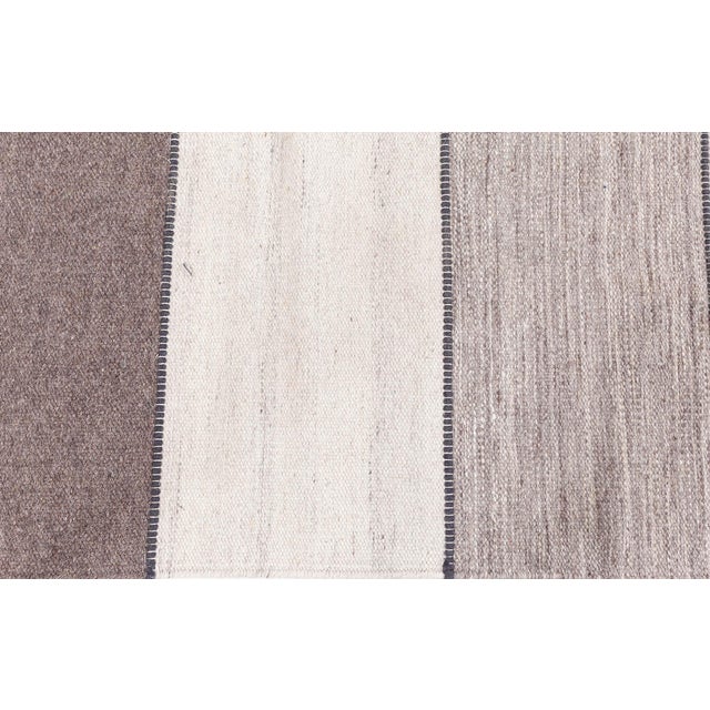 Textile "Carrara" Contemporary Flatweave Striped Light Gray Runner by Doris Leslie Blau For Sale - Image 7 of 7