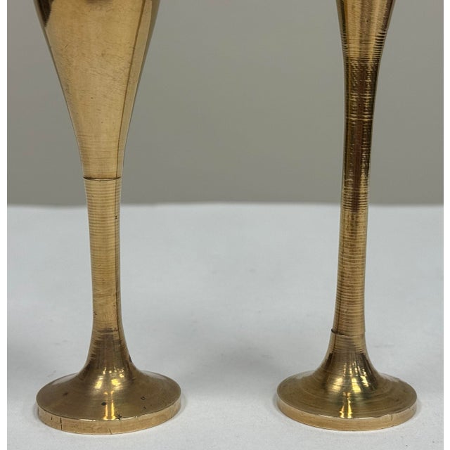 Vintage Brass Goblet Style Candle Holders, a Pair For Sale - Image 4 of 4