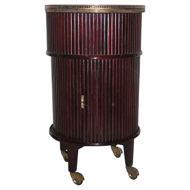 Mid-Century Mahogany & Brass Swivel Trolley, 1960s For Sale