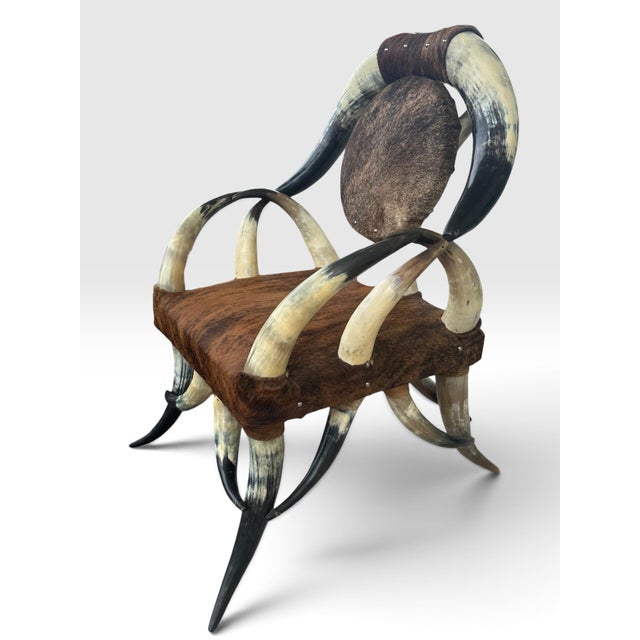 Rustic Rare Vintage Southwest Style Sculptural Texas Longhorn & Cowhide 5-Piece Living Room Suite. For Sale - Image 3 of 12