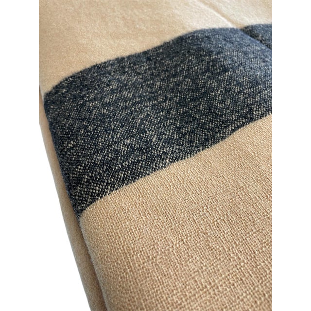 Stunning, thick 100% wool blanket by Early Witney Point. Offers bold black stripe through the blanket. Original label of...