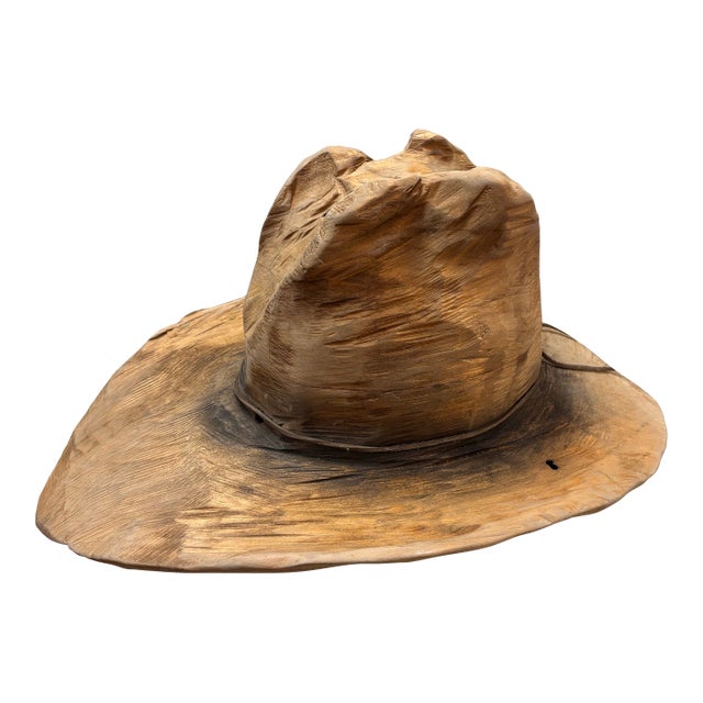 1970s Carved Cowboy Hat, Signed by Artist For Sale