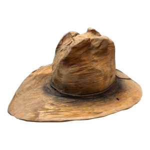 1970s Carved Cowboy Hat, Signed by Artist