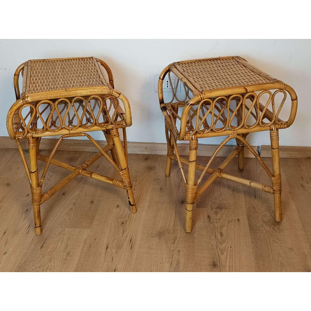 Wood Bamboo Bedside Tables, 1960s, Set of 2 For Sale - Image 7 of 14