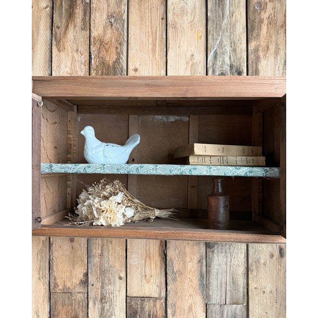 Tan Small Wall-Mounted Walnut Display Case, 1940s For Sale - Image 8 of 13