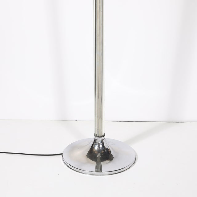 Pair of Art Deco Machine Age Chrome and Glass Rod Torchieres For Sale - Image 12 of 17