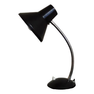 Adjustable Desk Lamp in Black Painted Metal and Chrome-Plated Spiral Arm, 1970s For Sale