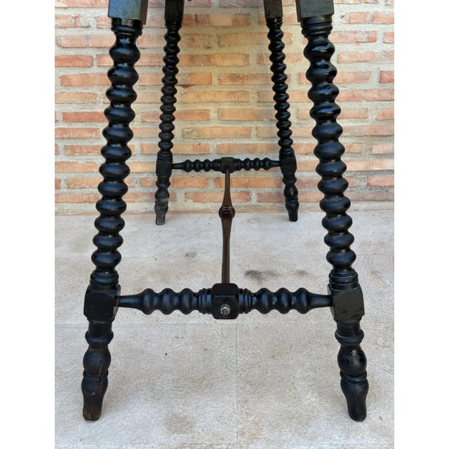 Early 20th Century Spanish Side Table with Turned Legs and Iron