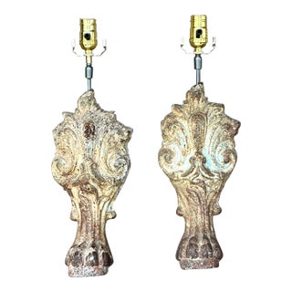 Vintage Boho Patinated Architectural Element Lamps - a Pair For Sale