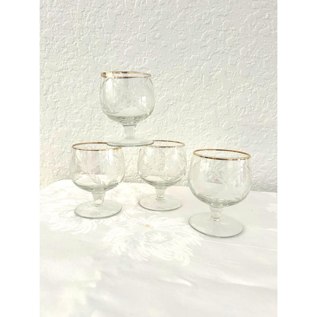 Midcentury Etched Crystal Cocktail Glasses, Set of 8 For Sale - Image 4 of 5