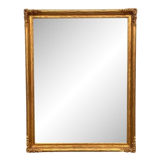 Large 1940s Gold Mirror With Rose Motif For Sale