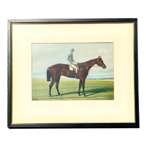 Vintage Regency Original Painting on Board of Horses and Jockey