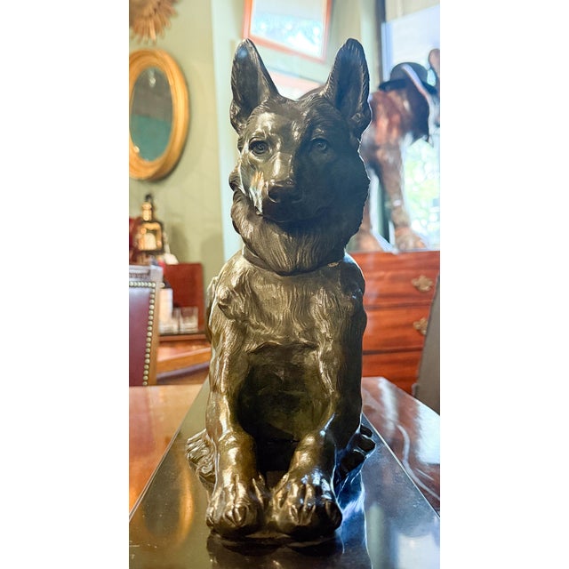 French Alsatian Dog Sculpture of Patinated Bronze by Jules Edmond Masson For Sale - Image 10 of 12
