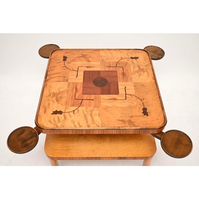 Wood Swedish Art Deco Inlaid Satin Birch Occasional Table, 1920 For Sale - Image 7 of 11
