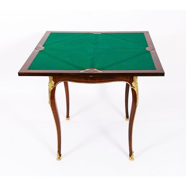 Antique Victorian Ormolu Mounted Marquetry Envelope Card Table, 19th Century For Sale - Image 11 of 18