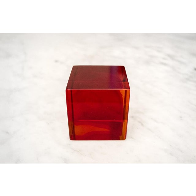 Glass Paperweight Cube, Italy, 1960s For Sale - Image 3 of 4