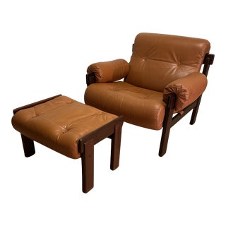 Jean Gillon Brazilian Jacaranda Chair With Ottoman For Sale