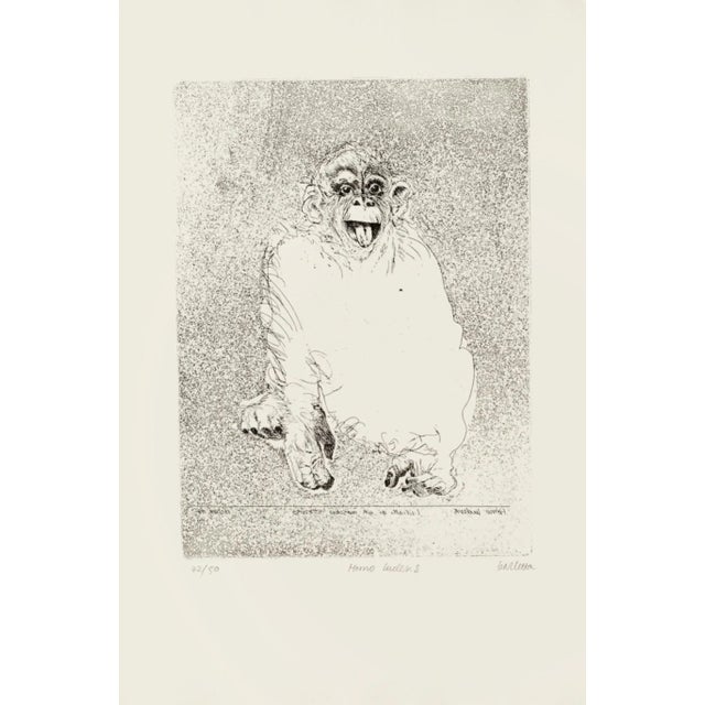 Homo ludens is an original etching realized by sergio barletta in 1991. Hand-signed lower right in pencil, and titled...