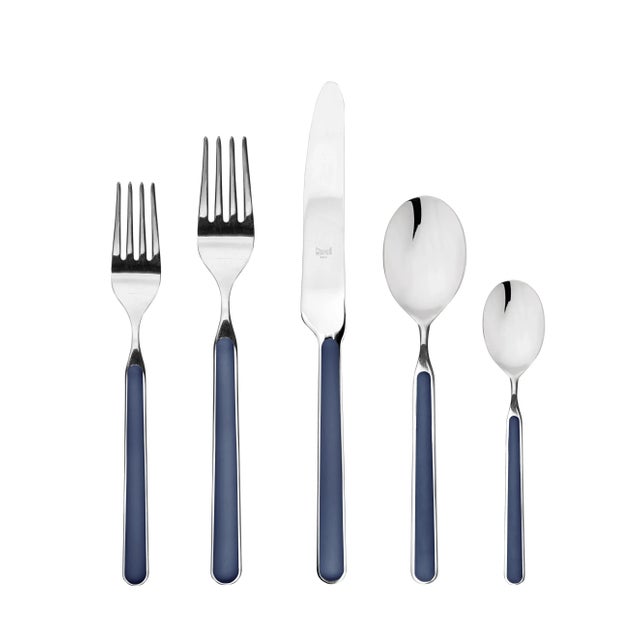 Contemporary Mepra Fantasia 5-Piece Flatware Set, Dark Cobalt For Sale - Image 3 of 3