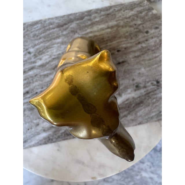 Midcentury Solid Brass Sitting Dog Statue For Sale - Image 9 of 11