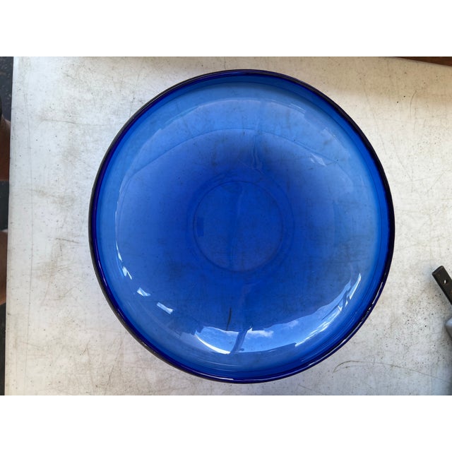 Murano Vintage Large Cobalt Blue Glass Bowl for Serving or Decoration For Sale - Image 4 of 7
