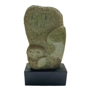 Circa 1960 “Owl Mother and Chick” Modernist Sculpture by Frank Eliscu For Sale