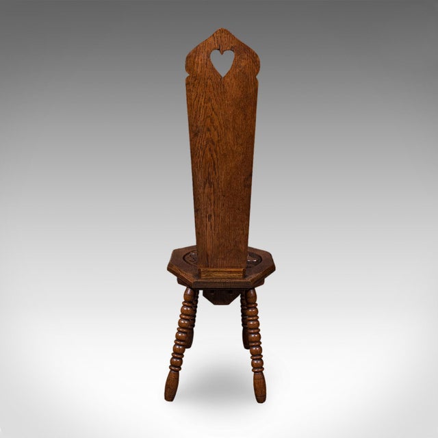 Antique Pembrokeshire Spinning Chair, Welsh, Oak, Work Seat, Stool, Victorian For Sale - Image 4 of 10