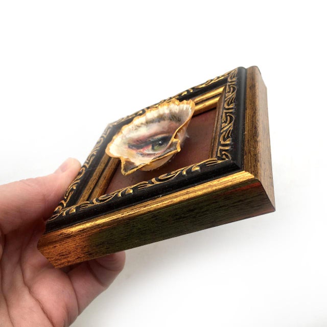 Victorian Original Painting on Shell Framed Lover's Eye Victorian Style Wall Decor by Artist Valeriya Serova For Sale - Image 3 of 8