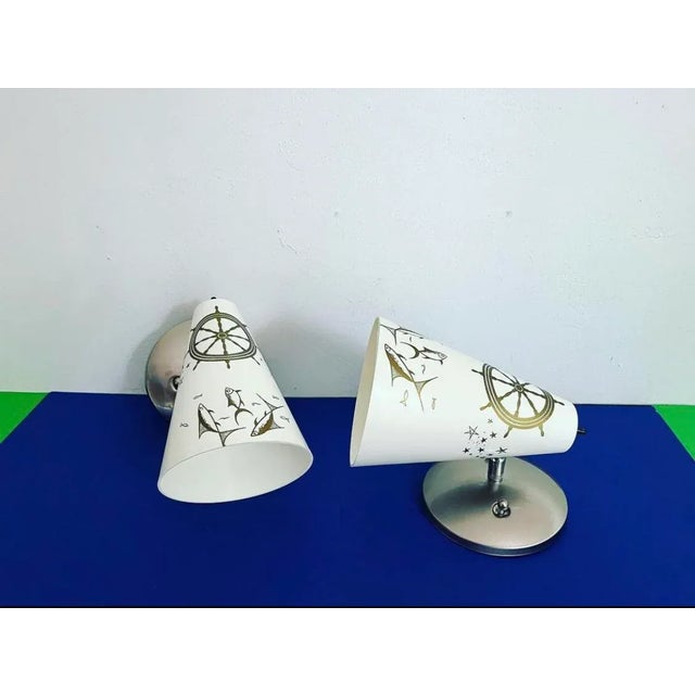 Nautical Midcentury Coastal Cone Sconces - A Pair For Sale - Image 3 of 18
