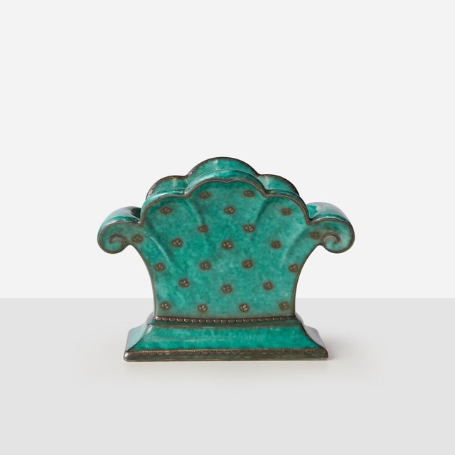 Art Deco Green Argento Vase by Wilhelm Kåge for Gustavsberg For Sale - Image 3 of 10