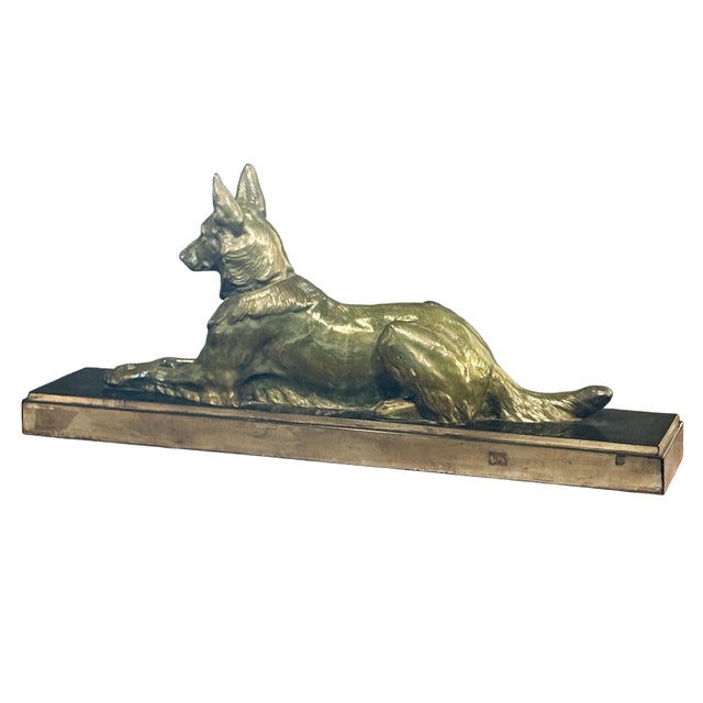 Metal French Alsatian Dog Sculpture of Patinated Bronze by Jules Edmond Masson For Sale - Image 7 of 12