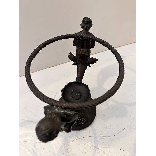 Bronze Cherub Centerpiece Vase on Bronze Base For Sale - Image 8 of 10