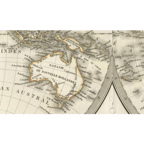Antique Double Hemisphere World Map by Lapie, Paris, 1838 For Sale - Image 6 of 11