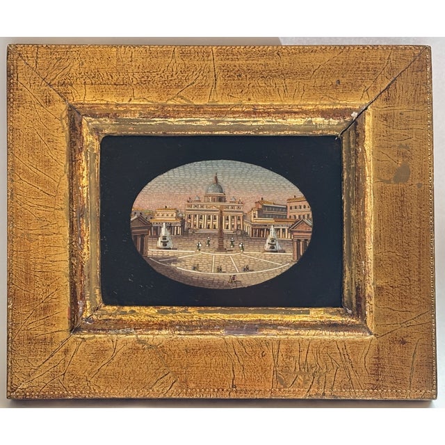 Grand Tour Early 20th Century Italian Grand Tour Micro Mosaic of St Peters Square and Basilica the Vatican For Sale - Image 3 of 7