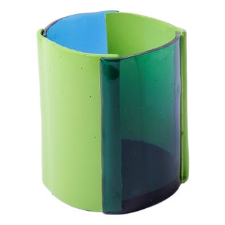 Four Lines Vase in Clear Light Blue by Enzo Mari for Corsi Design Factory For Sale