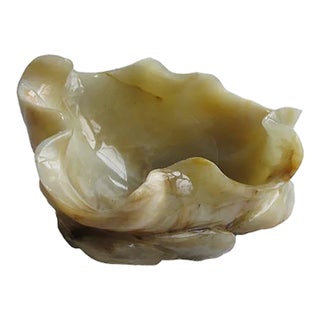Hand Carved Marble Lotus Leaf Plate 3 For Sale