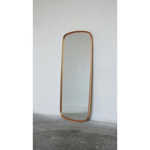 Metal Mid-Century Gold and Red Mirror, 1960s For Sale - Image 7 of 8