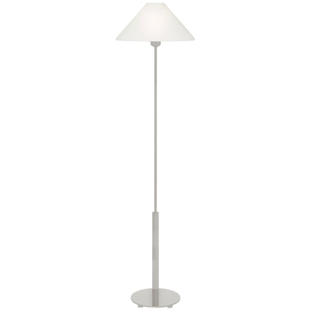 Modern J. Randall Powers by Visual Comfort Signature Hackney Floor Lamp in Polished Nickel with Linen Shade For Sale - Image 3 of 3