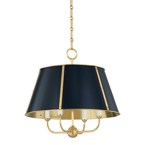 Hudson Valley Lighting Mark D. Sikes Cambridge 4-Light Chandelier, Aged Brass/Darkest Blue