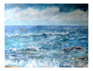 Penny Rumble Listen To The Sound Of The Sea, Contemporary Seascape Oil Painting 2017