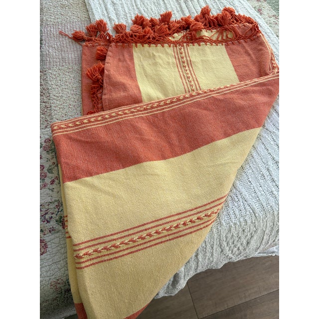 Farmhouse Vintage Large Cotton Linen Coverlet or Tablecloth For Sale - Image 3 of 8