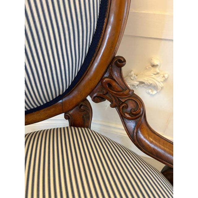 Wood Antique Carved Walnut Victorian Ladies Chair, 1850s For Sale - Image 7 of 12