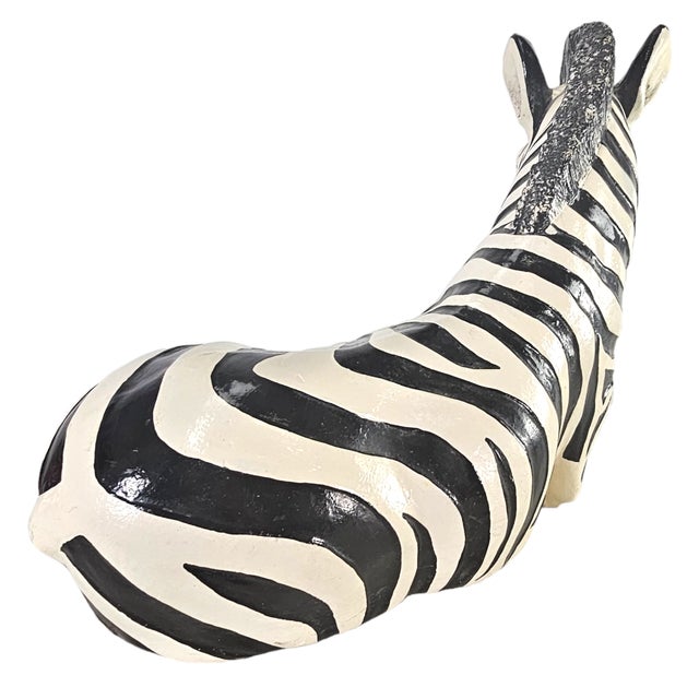 Ceramic Zebra Statue Figure Chalkware Palm Beach Regency Figurine 27" For Sale - Image 11 of 12