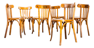Blonde Oak Bentwood Dining Chairs from Baumann, 1950s, Set of 6