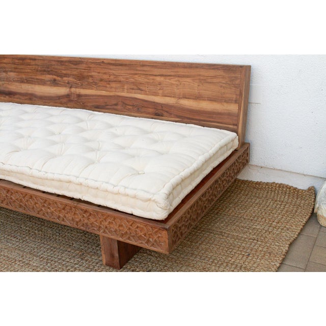 Coffee Reclaimed Wood Modern Moroccan Carved Low Sofa For Sale - Image 8 of 14