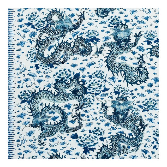 Schumacher X Mary McDonald Empress Dragon Fabric in Delft For Sale