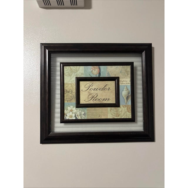 Vintage Powder Room Picture Wood and Glass For Sale - Image 11 of 11