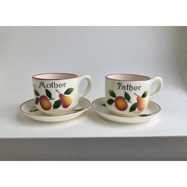 Vintage R.C.P. Co. Hand-Painted Mother & Father Cups & Saucers Set- 4 Pieces For Sale - Image 4 of 13