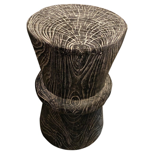 Hand carved side table made from reclaimed teak wood that we have charred one time and added a Cerused finish. We have a...